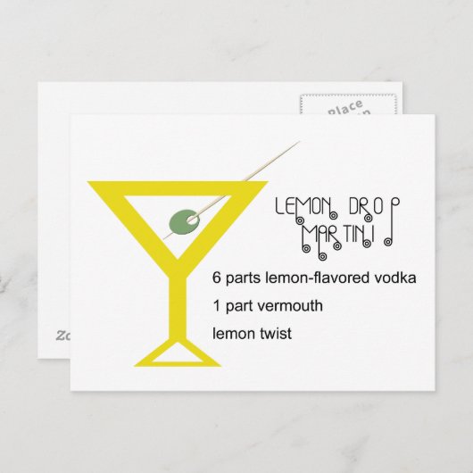 Lemon Drop Martini Briefkaart (Voorkant / Achterkant)