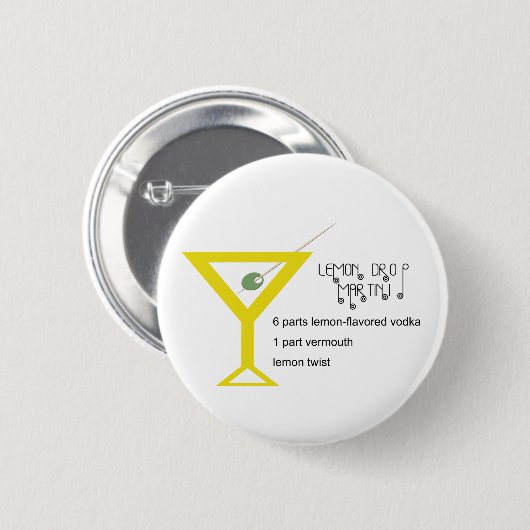 Lemon Drop Martini Button (Voorkant /achterkant)