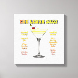 LEMON DROP MARTINI Cocktail Recipe Art 12 "x12" Canvas Afdruk