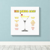 LEMON DROP MARTINI Cocktail Recipe Art 12 "x12" Canvas Afdruk (Insitu (Houten vloer))