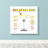 LEMON DROP MARTINI Cocktail Recipe Art 12 "x12" Canvas Afdruk (Insitu (Houten vloer))