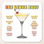 LEMON DROP MARTINI Cocktail Recipe Art Kartonnen Onderzetters (Voorkant)