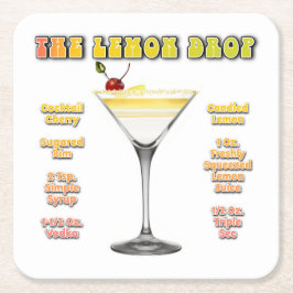 LEMON DROP MARTINI Cocktail Recipe Art Kartonnen Onderzetters