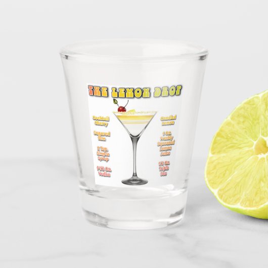 LEMON DROP MARTINI Cocktail Recipe Art Shot Glas (Voorkant)