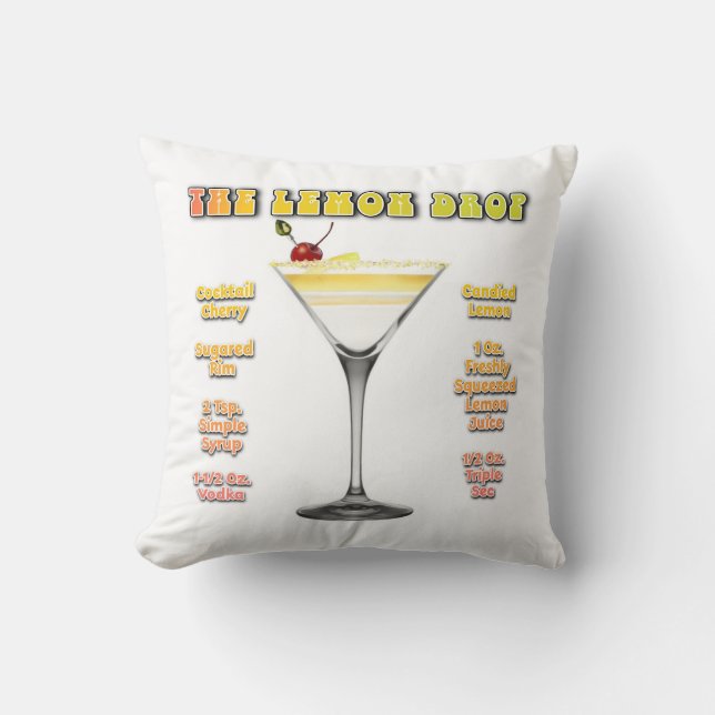 LEMON DROP MARTINI Cocktailrecept Kunst Kussen (Voorkant)