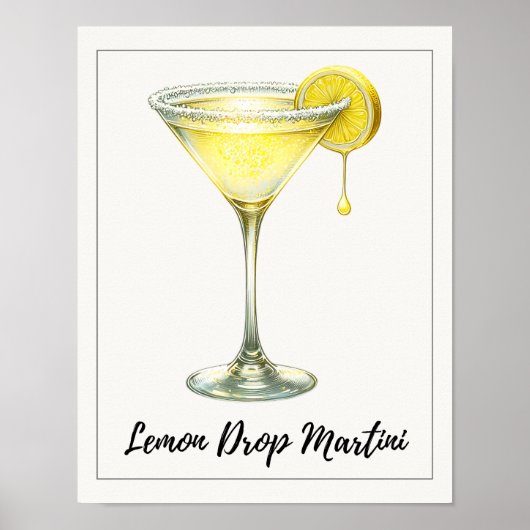 Lemon Drop Martini Fresh Citrus Cocktail Poster (Voorkant)