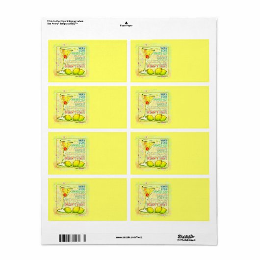 LEMON DROP MARTINI LABELS (Full Sheet)