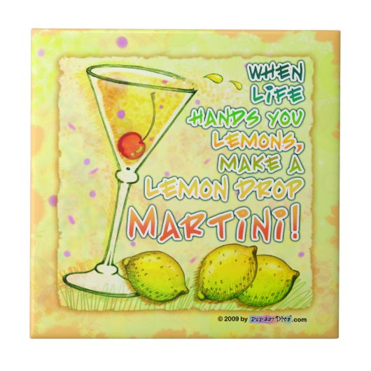 Lemon Drop Martini Onderzetter Tile Tegeltje (Voorkant)