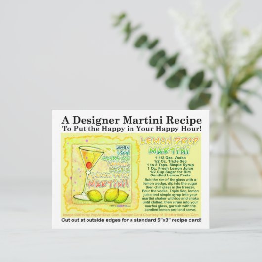 Lemon Drop Martini Recept Briefkaart (Staand voorkant)