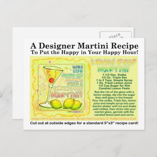 Lemon Drop Martini Recept Briefkaart (Voorkant / Achterkant)