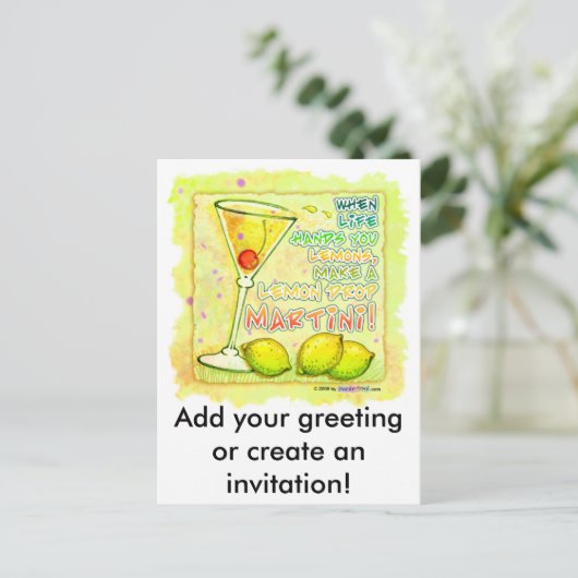 Lemon Drop Martini Uitnodiging Briefkaart (Staand voorkant)