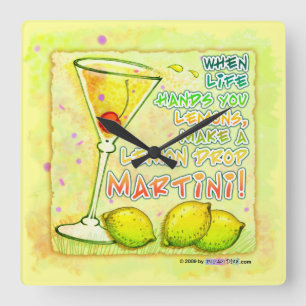 LEMON DROP MARTINI WALL CLOCK VIERKANTE KLOK