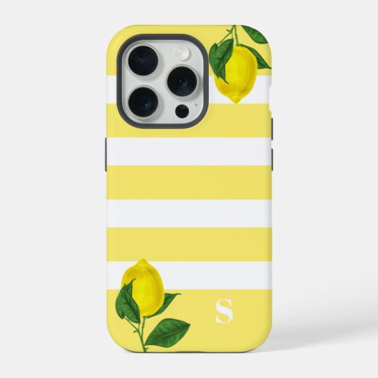 Lemon Drop Stripe Monogram iPhone Hoesje (Achterkant)