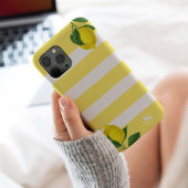 Lemon Drop Stripe Monogram iPhone Hoesje
