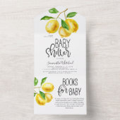 Lemon Drop Waterverf Boeken voor Baby shower All In One Uitnodiging (Binnen)
