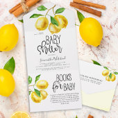 Lemon Drop Waterverf Boeken voor Baby shower All In One Uitnodiging