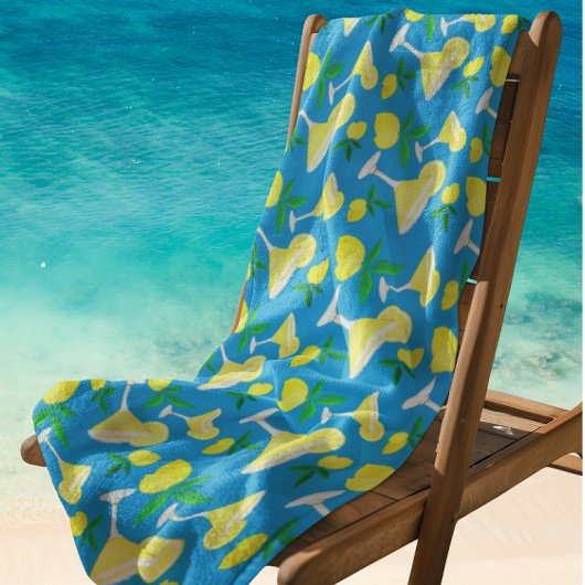 Lemon Drops Lemons Caribbean Blue Beach Towel Strandlaken
