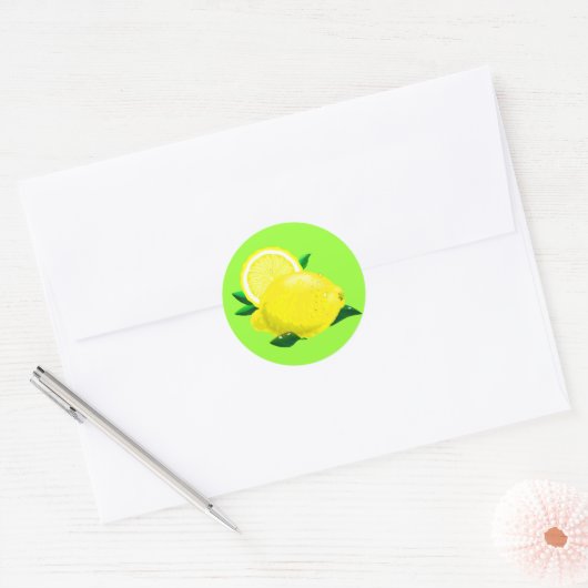 Lemon Drups Ronde Sticker (Envelop)