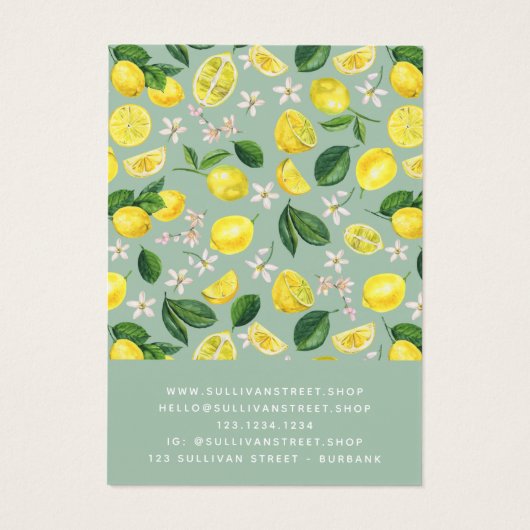 Lemon Earring Ketting Display Kaart (Achterkant)