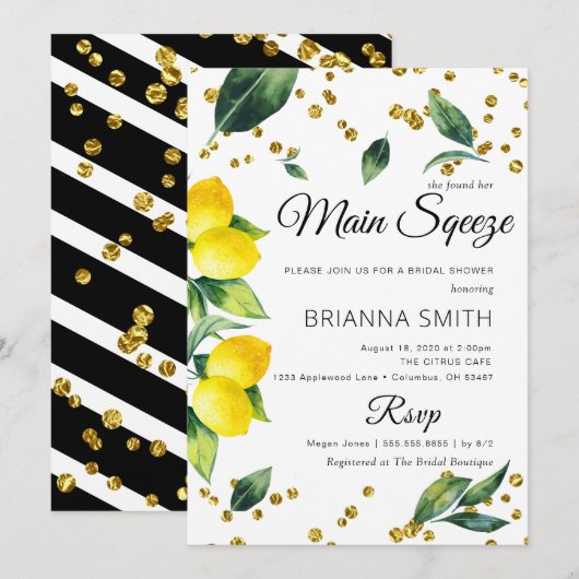 Lemon Elegant Bridal Shower Kaart (Voorkant / Achterkant)