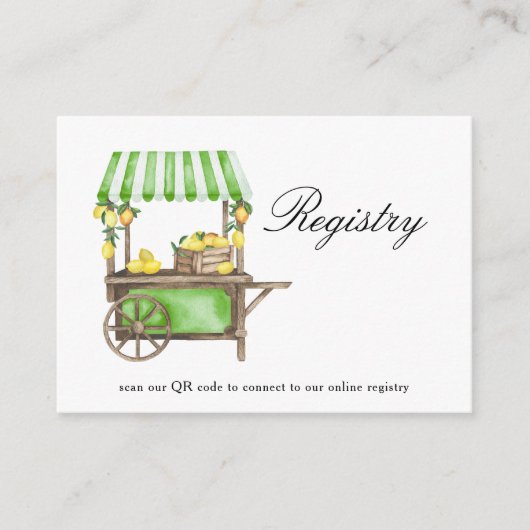 Lemon elegant Bridal shower QR code for registry  Informatiekaartje (Voorkant)