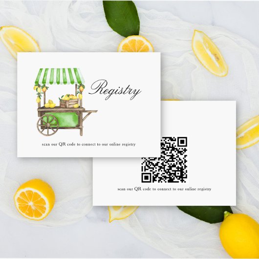 Lemon elegant Bridal shower QR code for registry  Informatiekaartje