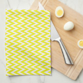 Lemon Elegant Chevron Design met monogram Theedoek (Quarter Fold)