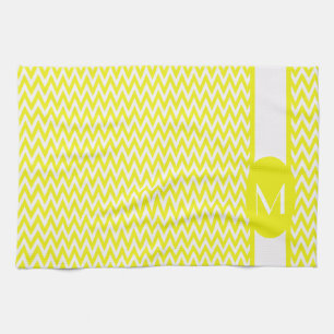 Lemon Elegant Chevron Design met monogram Theedoek