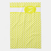 Lemon Elegant Chevron Design met monogram Theedoek (Verticaal)