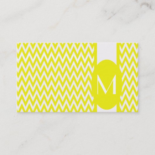 Lemon Elegant Chevron Monogram Visitekaartje (Voorkant)