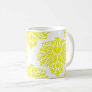 Lemon Elegant Damask Coffee Mok