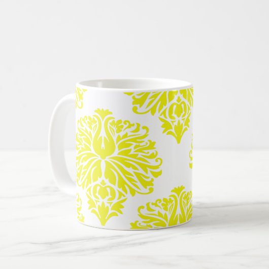 Lemon Elegant Damask Coffee Mok (Voorkant links)