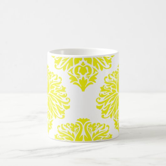 Lemon Elegant Damask Coffee Mok (Center)