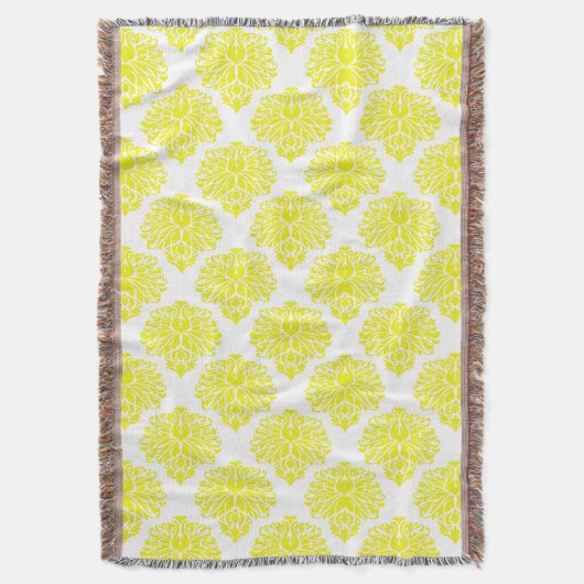 Lemon Elegant Damask Deken (Voorkant Verticaal)