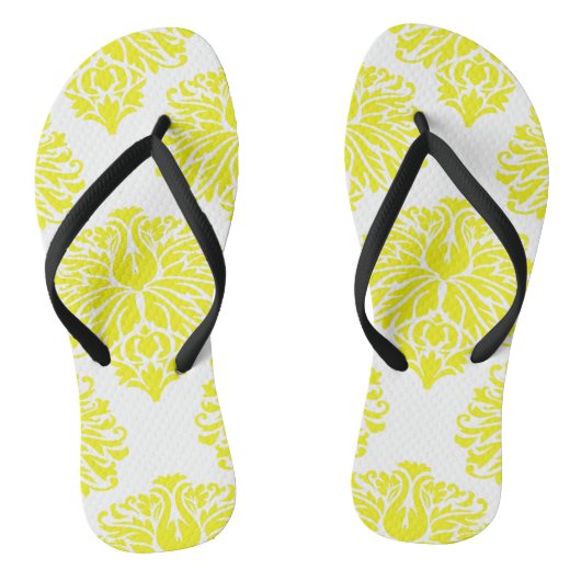 Lemon Elegant Damask Teenslippers (Voetbed)