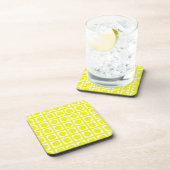 Lemon Elegant Grid Stippen Bier Onderzetter (Rechterzijde)