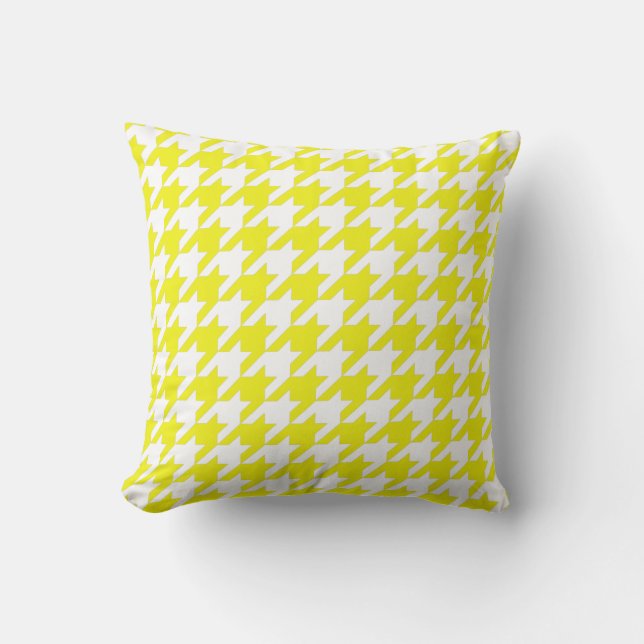 Lemon Elegant Houndstooth Kussen (Voorkant)