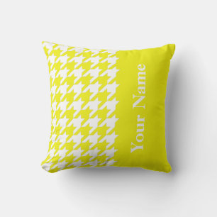 Lemon Elegant Houndstooth met naam Kussen