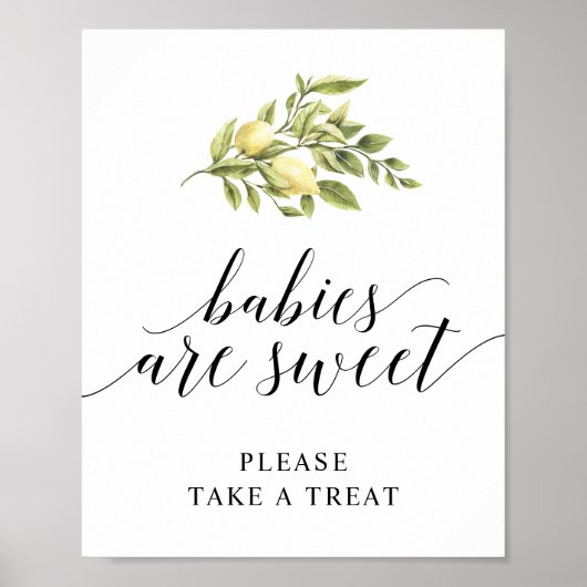 Lemon Elegante Typografie BABIES ZIJN LIEF Poster (Voorkant)