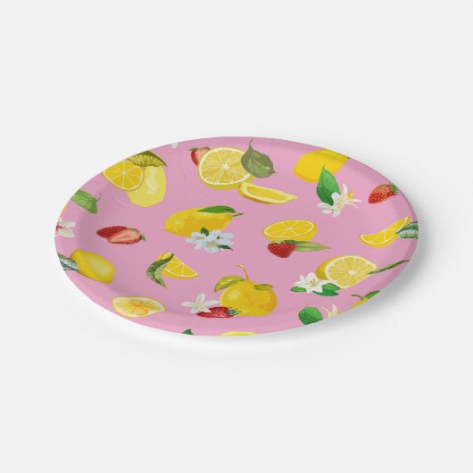 Lemon en aardbei 1 papieren bordje (Gekanteld)