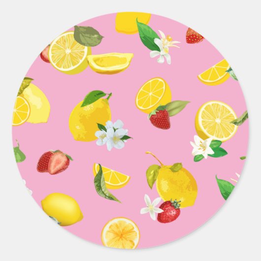 Lemon en aardbei 1 ronde sticker (Voorkant)
