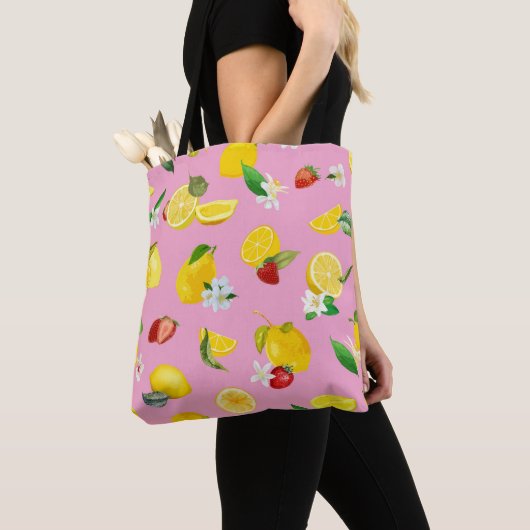 Lemon en aardbei 1 tote bag (Dichtbij)