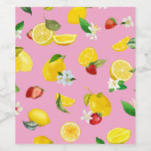 Lemon en aardbei 1 wijn etiket (Enkel label)