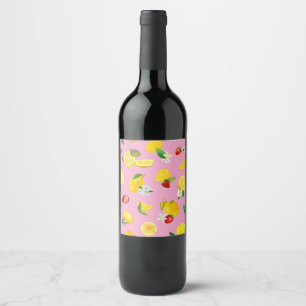 Lemon en aardbei 1 wijn etiket