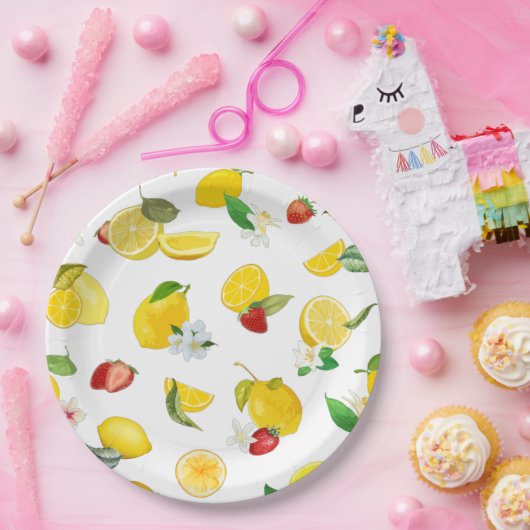 Lemon en aardbei 2 papieren bordje (Feest)