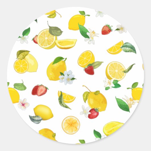 Lemon en aardbei 2 ronde sticker (Voorkant)