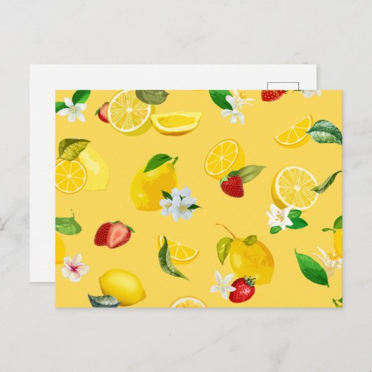Lemon en aardbei 3 briefkaart (Voorkant / Achterkant)