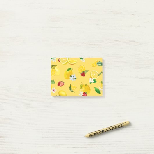 Lemon en aardbei 3 post-it® notes (Op bureau)