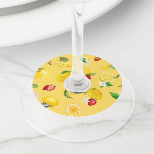 Lemon en aardbei 3 wijnglaslabel (Dichtbij)
