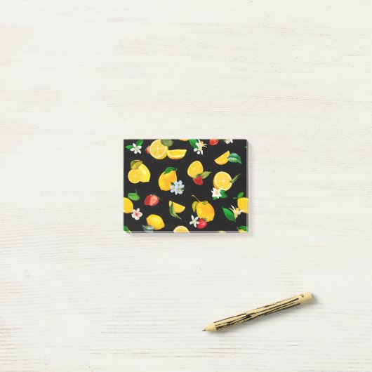 Lemon en aardbei 5 post-it® notes (Op bureau)